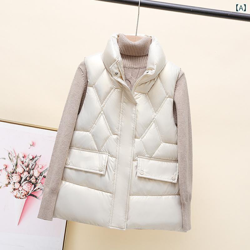 ベスト レディース ダウン 秋冬 フィット 洋風 軽量 暖かい ビッグシルエットx2