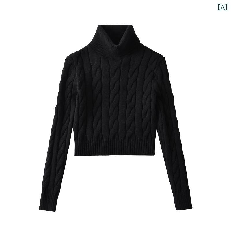 トップス レディース ハイネック クルーネック ブレイド編み ニット リラックス風 伸縮性 吸湿速乾 普..