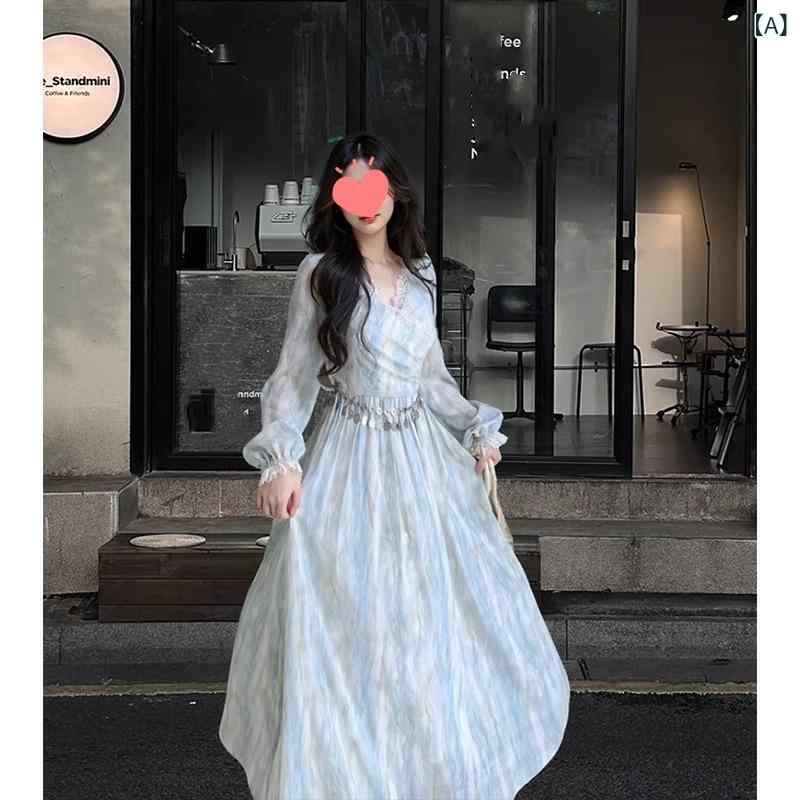 レディース ワンピース フレンチスタイル 優しい ウエストシェイプ 細見え フェアリー風 フォレストスタイル ロング丈 秋 普段使い 通勤用 軽量