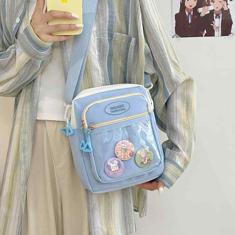 Rakuten - レディース 鞄 単肩 斜め掛け コントラストカラー ナイロン 軽量 普段使い かわいい