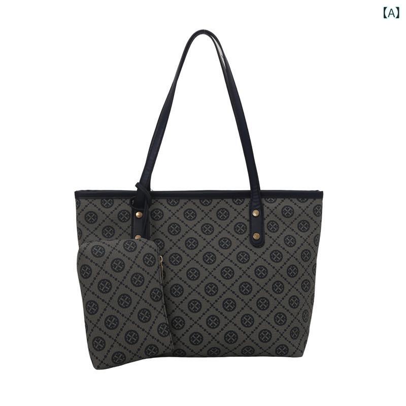 レディース 鞄 レトロ プリント 大容量 シンプル ベーシック ハンドバッグ ショルダーバッグ クロスボディバッグ 軽量 伸縮性 通勤用 普段使い 綿 麻 高級感