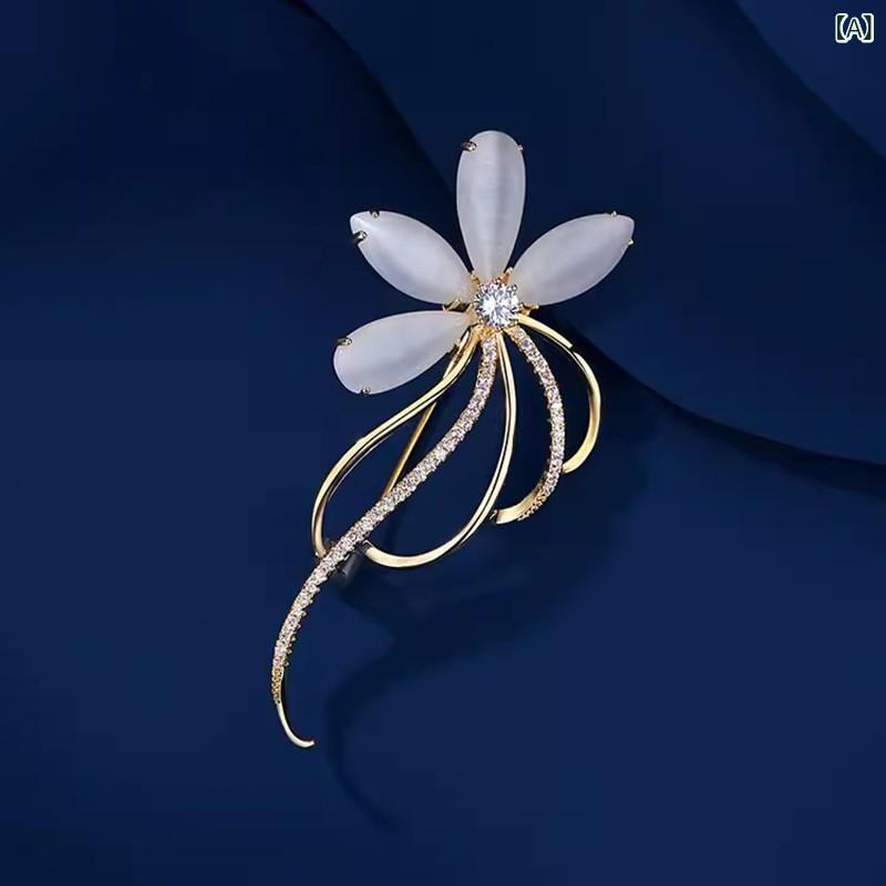 ブローチ レディース 高級感 ニッチ アクセサリー 汎用 クリエイティブ ファッション 襟ピン ダイヤ付..