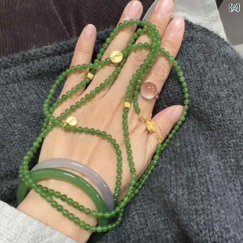 レディース ネックレス 小豆ビーズ シンプル ライトラグジュアリー ヴィンテージ 高級感 新中式 ロング..