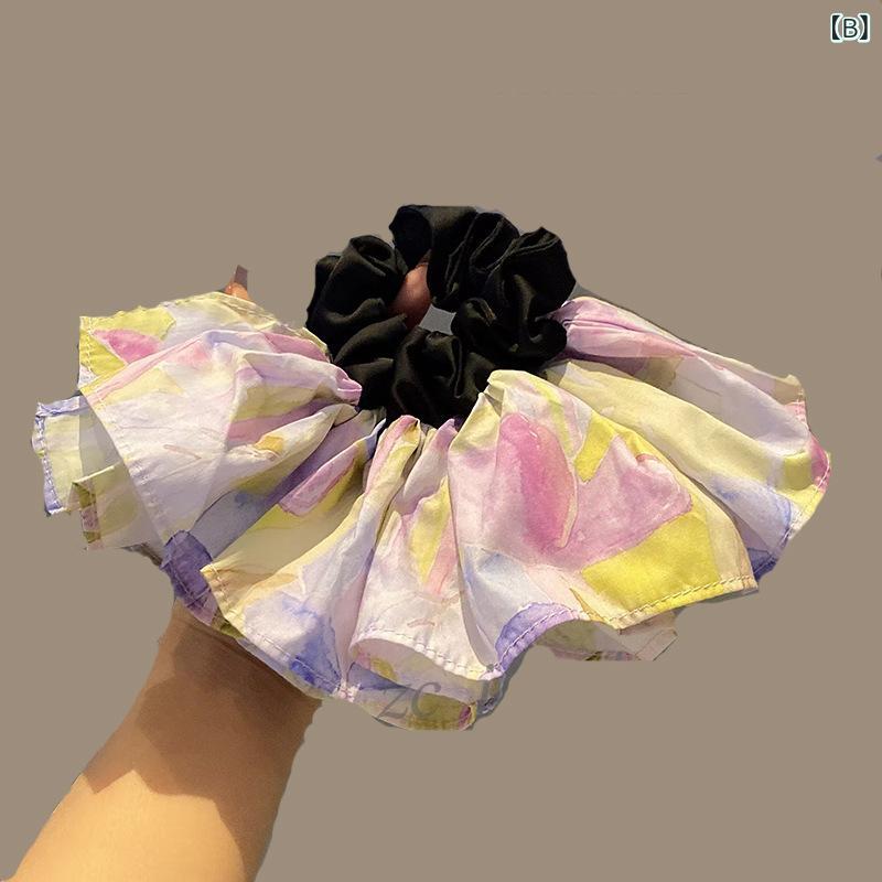 ヘアアクセサリー 韓国 かわいい 日常 夢幻庭園 油絵風 スカート裾風 ヘアバンド ...