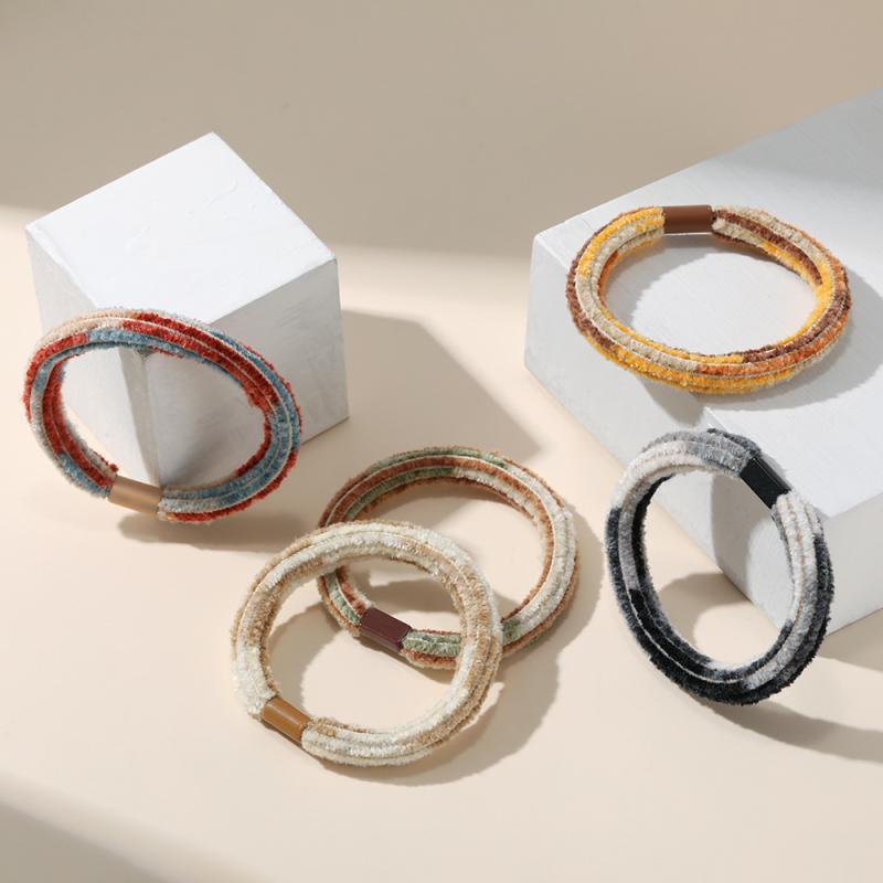 ヘアゴム 子供用 ポニーテール かわいい グラデーション 多色 コントラスト 高伸縮 毛皮風 太め 耐久性..