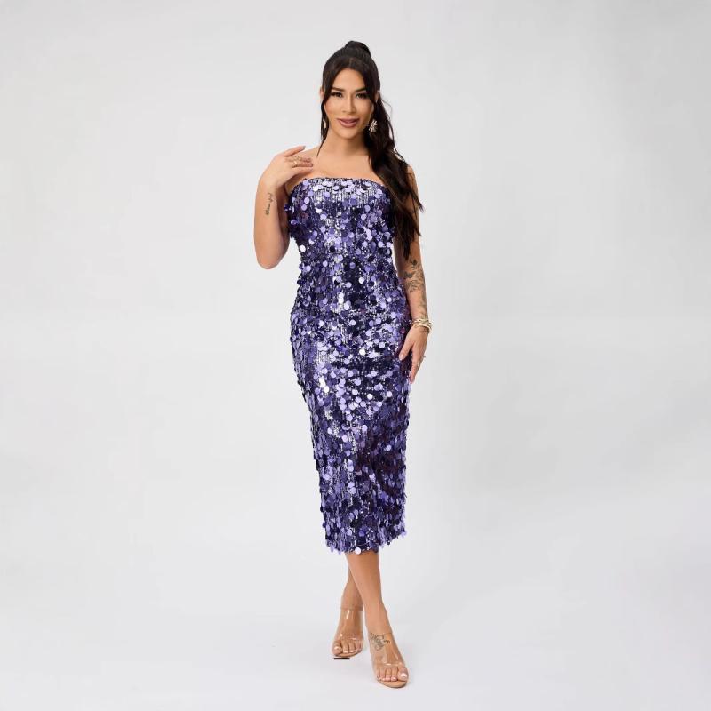 レディース ワンピース セクシー バックレス スパンコール パーティー用 スリット付き イブニングドレス ギャルファッション 派手 接触冷感 伸縮性 綿混紡 ハイネック ブラック系 春夏