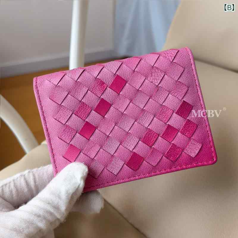 ビジネス 名刺入れ 羊革 編み込み 二つ折り シンプル ポータブル 小銭入れ 高級感 軽量 通勤用 普段使い コンパクト 吸湿速乾 3