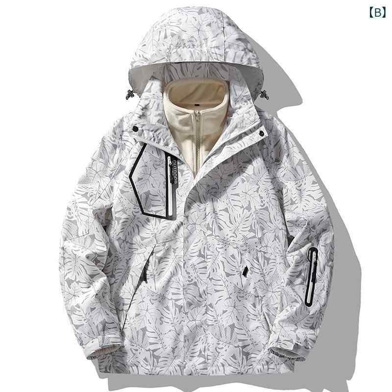 ユニセックス 登山ジャケット 3 レイヤー カモフラージュ柄 取り外し可能 アウトド...