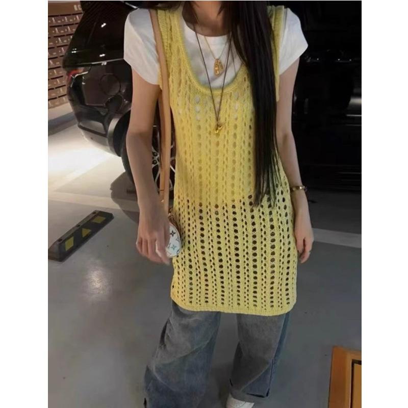 ワンピース レディース 春夏 韓国 レース ニット ストラップ ベスト 雰囲気 重ね着 普段使い 伸縮性 吸湿速乾 軽量・素材: ニット・柄: 無地・加工: レース・スタイル: プルオーバー・セット内容: 単品・スカート丈: ミニ・ネックライン: Uネック・袖丈: 無袖・ウエスト: ・主素材: ポリエステル70%-80%・カラー展開: ホワイト.グレー.ブラック.イエロー.グリーン.ピンク・サイズ展開: フリーサイズ・スタイルタイプ: 韓国カジュアル・スタイル: カジュアル・カテゴリ: ワンピース・スタイル: 快適カジュアル