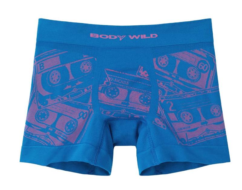 Rakuten - [ボディワイルド] GUNZE グンゼ ボクサーパンツ カセットテープ柄 前とじ 立体成型 BWS000J (Mサイズ, 59：ブルー)