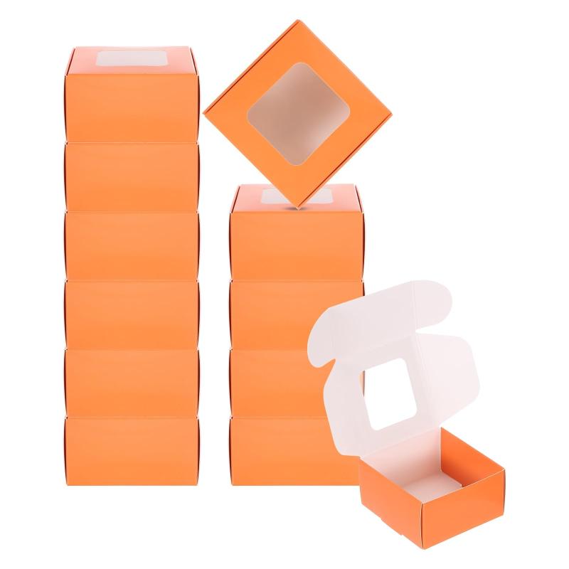 Rakuten - PATIKIL 3"x3"x1.5" 紙 せっけん ボックス 窓 付き 30個 セット 手作り せっけん 用 四角 プレゼント 包装 箱 誕生日 クリスマス DIY クラフト オレンジ