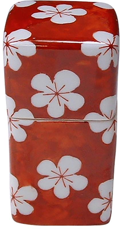 京焼 清水焼 楊枝入れ レッド 4×4cm 紫泉窯 (化粧箱入) 赤小梅 角 sah120