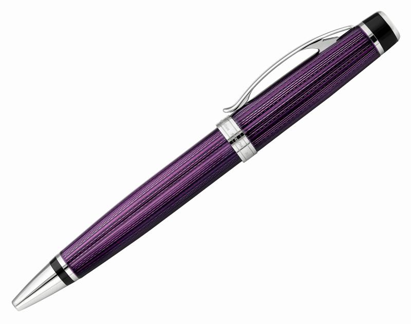 Xezo Incognito 真鍮 ボールペン パープルメタリックカラー ダイヤモンドカット刻印 シリアル プラチナメッキパーツ (シークレットパープルB-2)