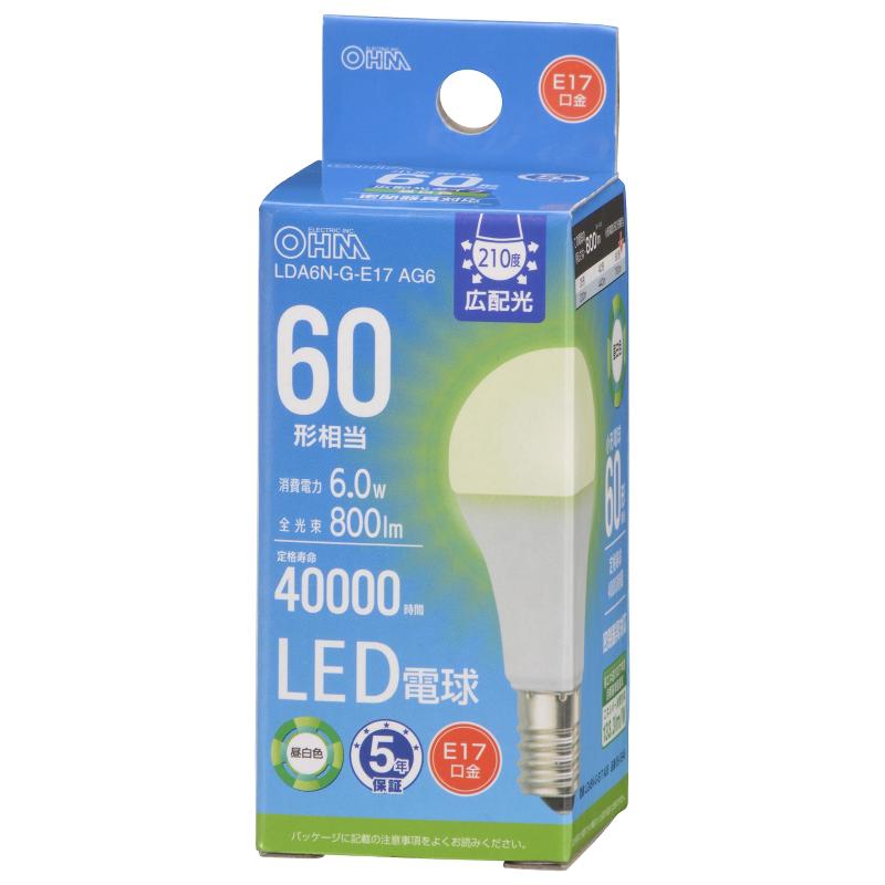 オーム(OHM) LED電球小形E17 60形相当