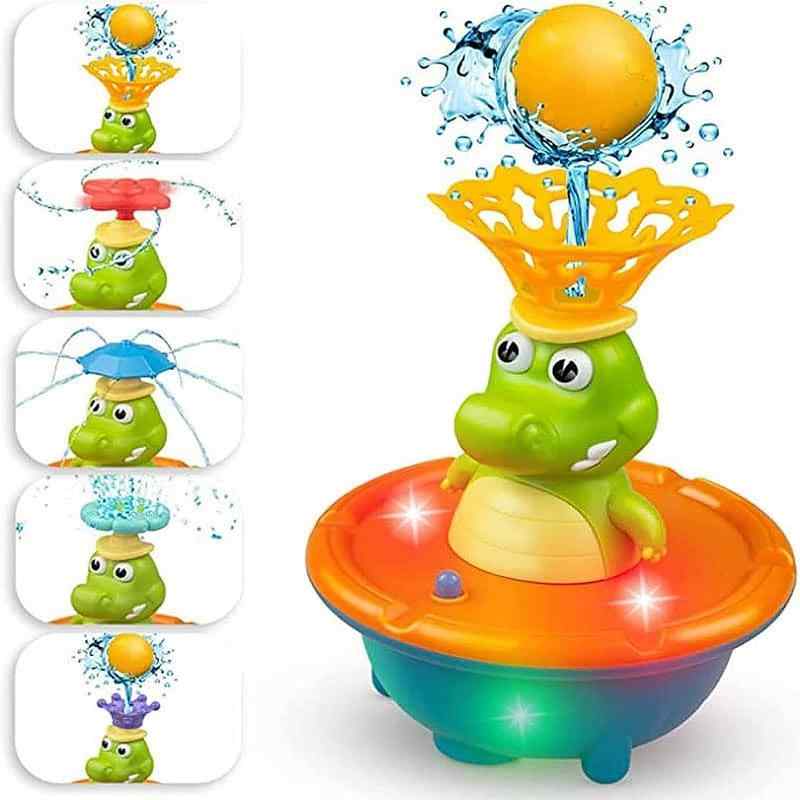 噴水 お風呂おもちゃ かわいい ワニ 子供 赤ちゃ LEDライト付き 癒し グッズ ピカピカ 光る 噴水おもしろい おもちゃ バス 浴槽 プール 水遊び 入園祝い ギフト