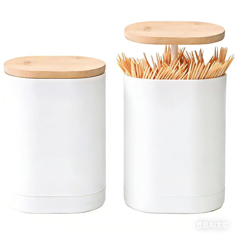 Toothpick Containers - kasanidika 2個 爪楊枝ケース 爪楊枝入れ ようじ入れ 綿棒入れ 押すタイプ 綿棒ホルダー 爪楊枝ケース 4仕切り 小物入れ 楊枝や綿棒隠れる 楊枝ケース 自動式の楊枝入れ 歯間ブラシ 卓上 収納