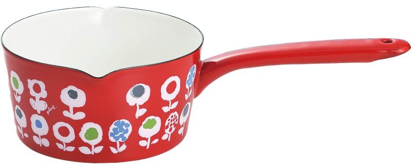 タマハシ ミルクパン ホーロー 15cm IH・ガス火対応 日本製 プルーン レッド キャンディーフラワー YJM-202