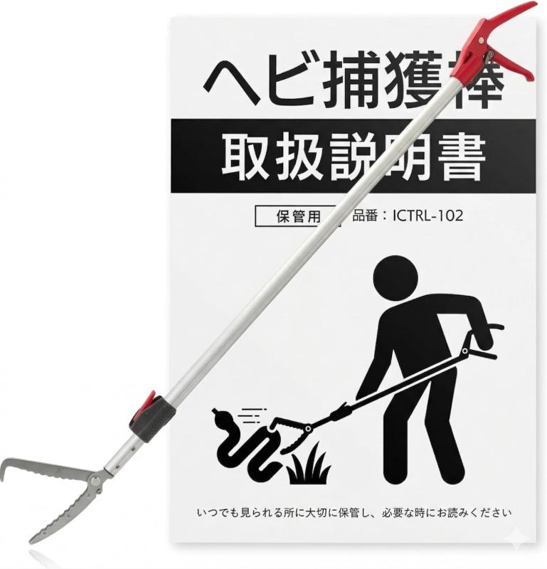 Rakuten - ヘビ捕獲棒 伸縮式 1.1～1.5M へびつかみ 頑丈 取扱説明書付き 蛇 ゴミ拾い マジックハンド 園芸用 高所作業 清掃活動 いきものコントロール