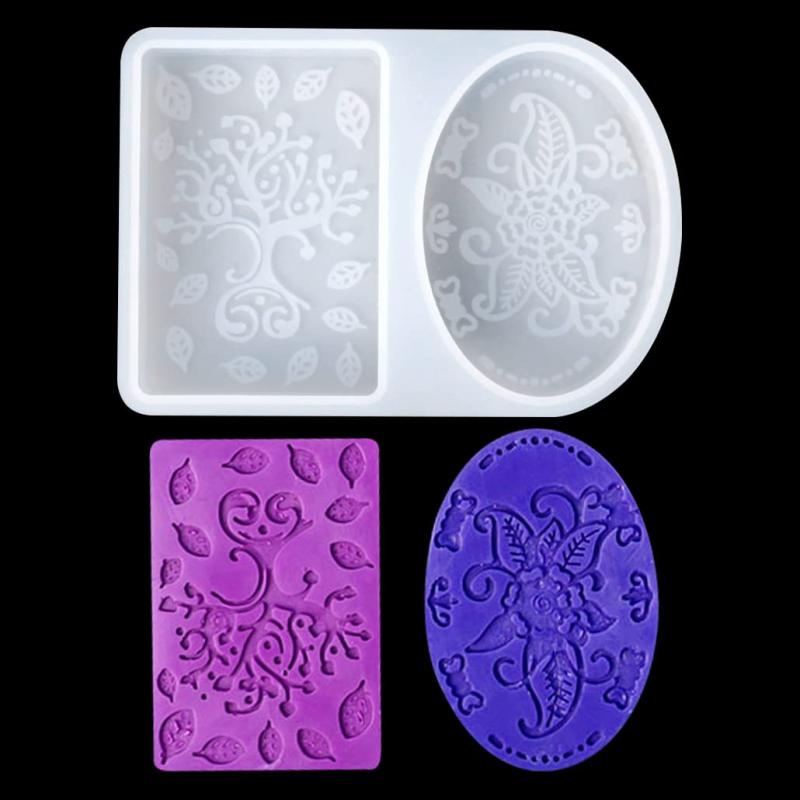Rakuten - KyeeaDIY 石けん シリコンモールド 楕円 長方形 石鹸 葉形 花模様 異民族風 手芸品 便利 キャンドル 手作り ハンドメイド 再利用可能 ソフトモールド 型 樹脂