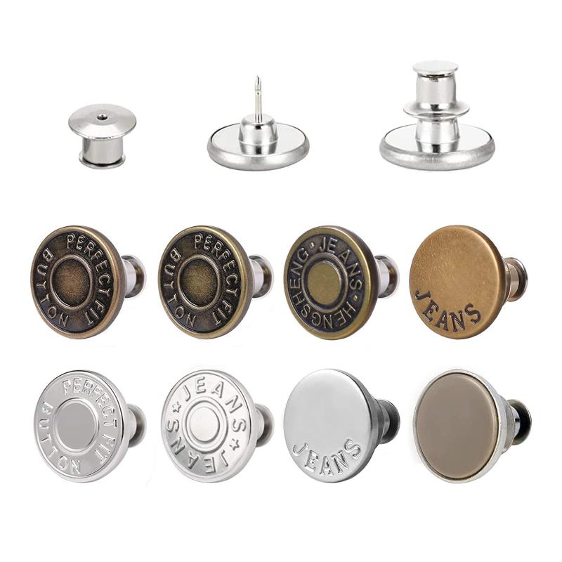 Topatrol ジーンズ 調整ボタン ボタンピン 金属ジーンズ ウエスト調整 縫い目ない ジーンズ 取り外し可能 取付簡単 縫製不要 ウエスト調整 ピン ズボン置換 交換用 調節可能な金属