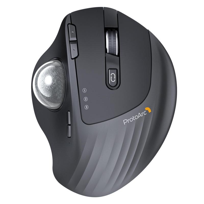 ProtoArc トラックボールマウス EM01 NL 2.4GとBluetooth両対応 3台デバイス同時接続ワイヤレスマウス 5段階調節DPI 7ボタン トラックボールマウス無線 windows/mac/iPad対応 USB-C充電式 900mAh大