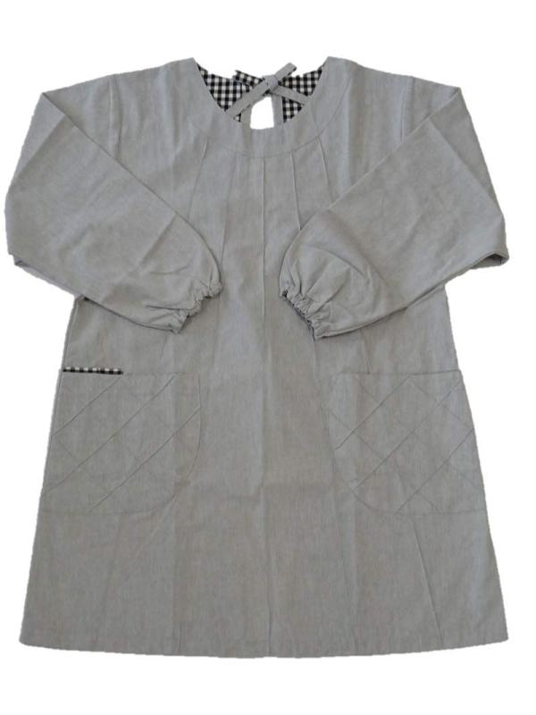Cooking Apron - [ルナ　パンダ] Sサイズ 【 日本 製 】【 無地 系 S サイズ 割烹着 売上 NO1 】【 洗濯 しても しわになりにくい 】エコ 素材 の 割烹着 （ かっぽう着 ・ スモック) (グレー)