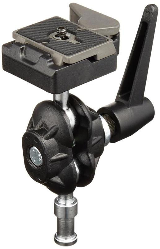 Manfrotto ダブルボールティルト雲台 155RCクイックリリースカメラプレートとセーフティーロックを備えています。