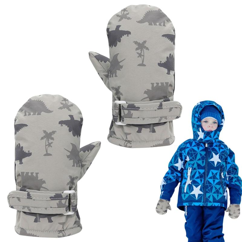 スキーグローブ キッズ 子供 手袋 ミトン 暖かい 可愛い おしゃれ 恐竜 スキー グローブ 冬 防寒 防水 防風 保温 耐磨耗性 滑り止め 通園 通学 自転車 雪遊び アウトドア ベビー 小学生 男の 2