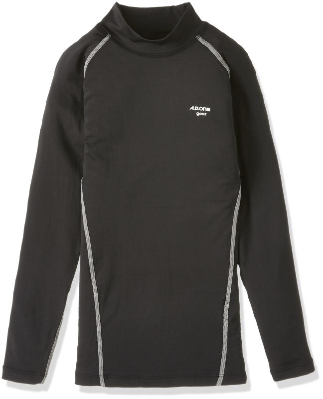 (エーディーワン) A.D.ONE(エーディーワン) ジュニア ベーシック コンプレッション インナ ーアンダーシャツ スポーツ インナー ローネック 長袖 ADCJ-110 ブラック×レッド 150