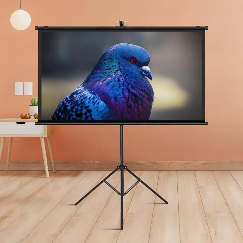 Projector Screens - PonyLes 60 インチ プロジェクタースクリーン 自立式 スタンド付き 高さ調節可能 軽量 屋内屋外兼用