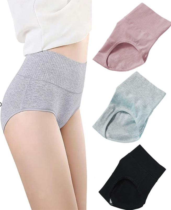 [YuHaru] ハイウエストショーツ レディース ショーツ 3枚 セット オーガニックコットン 深ばき すっぽり 冷え対策 締め付けない 綿 パンツ 伸縮性 通気性 女性 下着