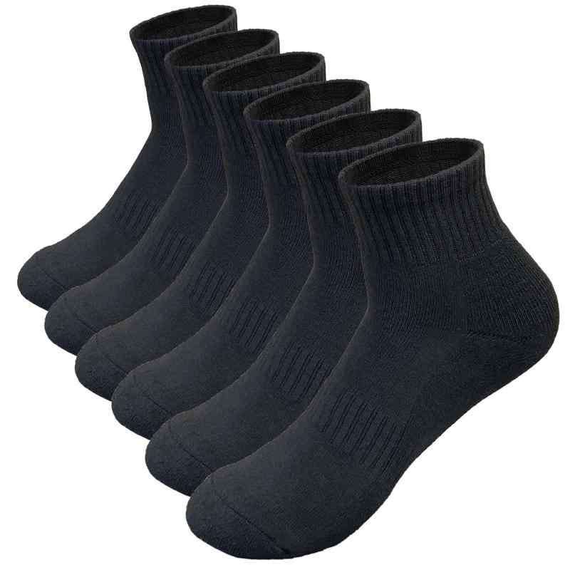 [PUICK] 6足組 底厚パイルソックス 靴下 学生用 23-25cm 25-27cm 27-29cm ミドル丈 ホワイト 黒 白 ブラック ショート丈 スクール ビジネス 学生