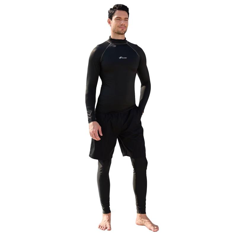 [Sillictor] ラッシュガード メンズ 水着 上下セット 長袖 ラッシュシャツ + サーフパンツ + ラッシュレギンス 3点 セット オーバーウェア セットアップ スイムウェア プール 海 海水浴 水陸両用