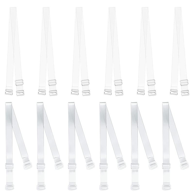 [RICISUNG] ブラストラップ 透明 6組 ブラジャー クリアー シリコン 肩紐 1.2cm 調整可能 目に見えない 替換用 （ステンレス鋼のZ字型バックル+透明なZ字型バックル）