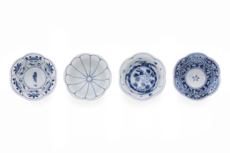 西海陶器(Saikaitoki) 小鉢 食器 和食器 セット 有田焼 藍文様花型 小付鉢 （4柄組）