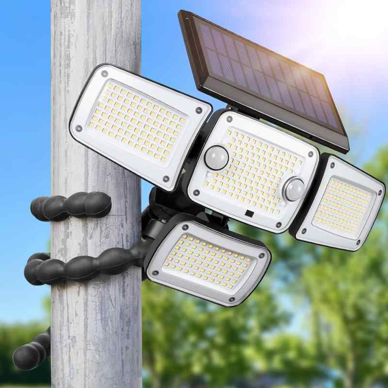 LIFENGSOLER 262LED ソーラーライト 屋外 IP65防水 3面発光 人感センサー2つ 角度調整可能 &amp; フレキシブル三脚付 センサーライト ..