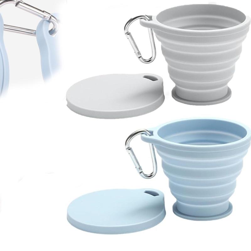 FsGrg 折り畳みコップ 2個入り 折りたたみコップ蓋付き 180ml 軽量 多機能 おしゃれ 旅行 キャンプ アウトドア平皿 軽量 旅行 キャンプ アウトドア 通勤