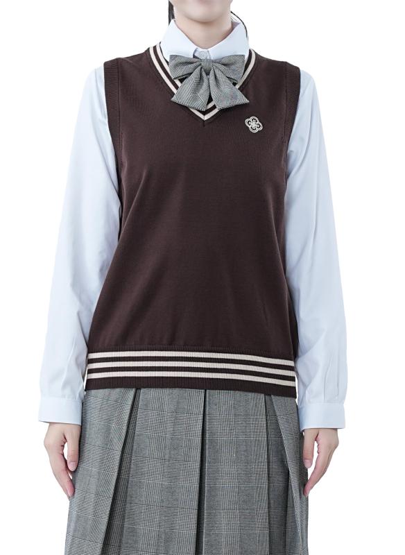 Rakuten - [Sharphon] レディース ボーダー ニット ベスト vネック スクール ベスト おしゃれ 女子 制服 セーター トップス