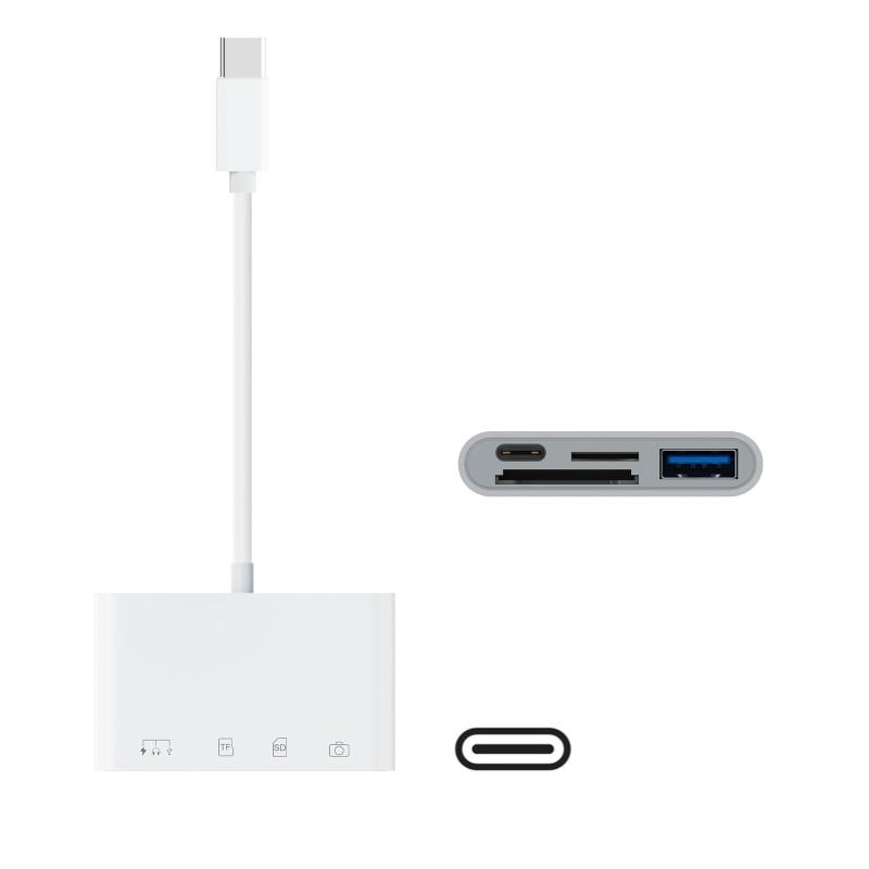 SDカードリーダー Type-C カードリーダー USB/Type-C/SD/TF 変換アダプタ OTG機能 読み書き同時 高速データ転送 マルチポート