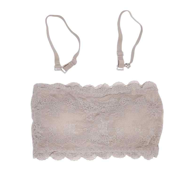[LOVHU JIMA] チューブトップ レース ブラトップ カップ付き 柔らかい 花柄 総レース ホックなし インナー レディース 夏 見せブラ キャミブラ