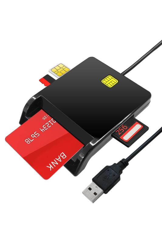 シズカウィル ICカードリーダー マイナンバー対応 カードリーダー マイナンバーカード 電子申請 確定申告 e-Tax 対応 電子申告 接触型 USBタイプ USB接続 SDカード SIMカード ブラック 1個入り