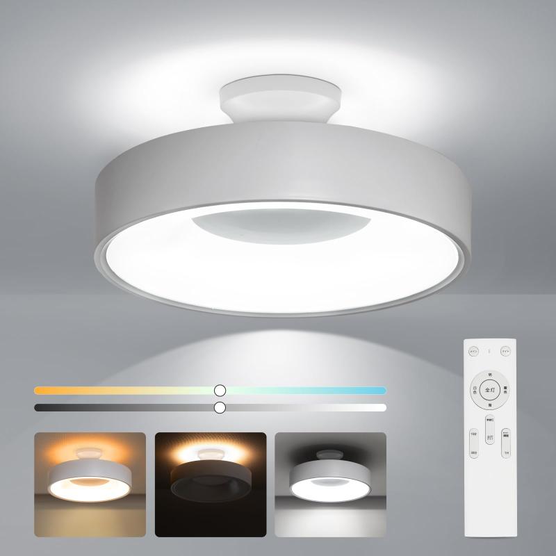 [禄越] シーリングライト 間接照明 LED ライト 照明器具 12段階 調光 調色 リモコン付 常夜灯 消灯タイマー ledシーリングライト おしゃれ 省エネ 簡単取付 天井照明 和室 洋室 寝室 廊下 子供