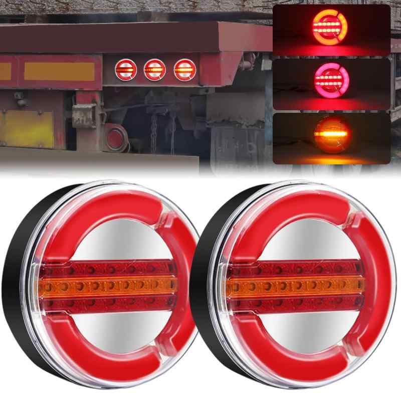 Aoling トラック テールランプ トレーラー 汎用、丸型 led 24v 大型トラックテール 小型車 中型車 流れる ウインカー/ブレーキライト 2..