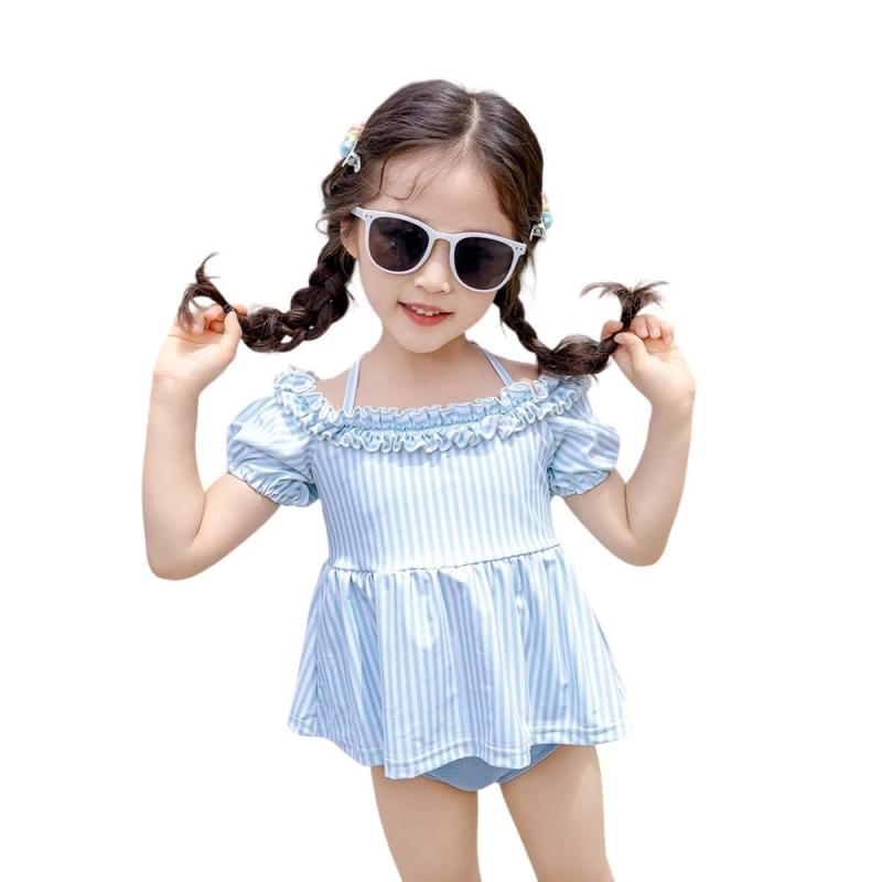 Toilet Articles - [Formemory] キッズ 水着 女の子 セパレート 半袖 水着 子供 オフショルダートップス 幼児 スイムウェア 上下セット スイムキャップ 3点セット 紫外線対策 日焼け止め 幼稚園 保育園用