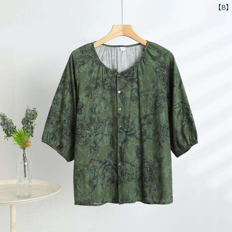 loeufのシャツ レディース ルームウェア カーディガン Tシャツ 半袖 ボタン 薄手 ゆったり 大きいサイズ 体系カバー 接触冷感 吸湿速乾 再生繊維 綿 麻 軽量 高級感 伸縮性 普段使い 部屋着 アウトドア 機能性 速乾 柔らか 肌触り 快適 シンプル デザ｜アングル3