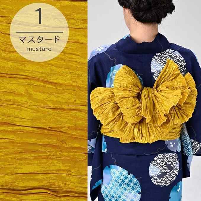 [SAKIKU-EN] ふわふわ かわいい 大人用 レディース しわ兵児帯 結び方説明書付き ヘコ帯 帯結びが簡単 アレンジ自在 女性用 婦人用 シワ兵児帯 へこおび 夏 夏祭り 花火大会 her-250