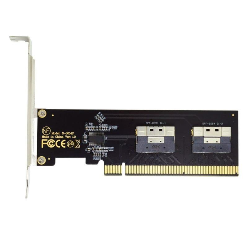 chenyang PCIe 3.0/4.0 X16 to 2 Port SFF-8654 8i PCI Express Expansion Card Adapter for eGPU External Graphics Card &amp; SSD wi