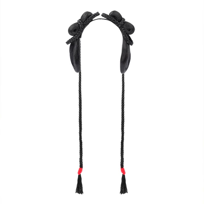 女児 キッズ ヘッドアクセサリー 古風 ウィッグ 一体型 セット チャイナドレス 日常 髪型 盤髪 パッド かわいい ヘアアレンジ 古装用 造型 ヘアセット アレンジ用