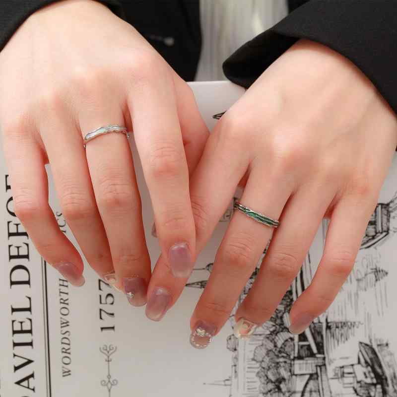 指輪 シルバー ペアリング カップル 極光 柄 ユニーク 軽奢 スタイル ファッション 万能 リング ジュエリー シルバー素材 感 軽量 百搭