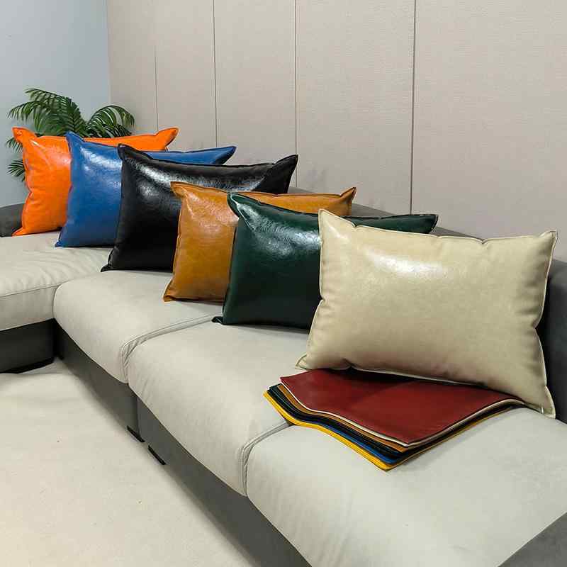 クッションカバー 抱き枕カバー ソファクッション ベッドヘッドクッション 黒 人工皮革 レトロ 大型 芯なし リビング 部屋使い 軽量 伸縮性 吸湿速乾